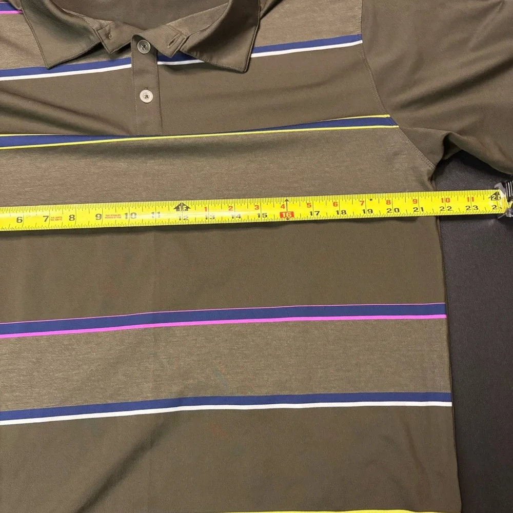 Nike Golf Men's Dri-Fit Striped Golf‎ Polo Size Medium Army Green